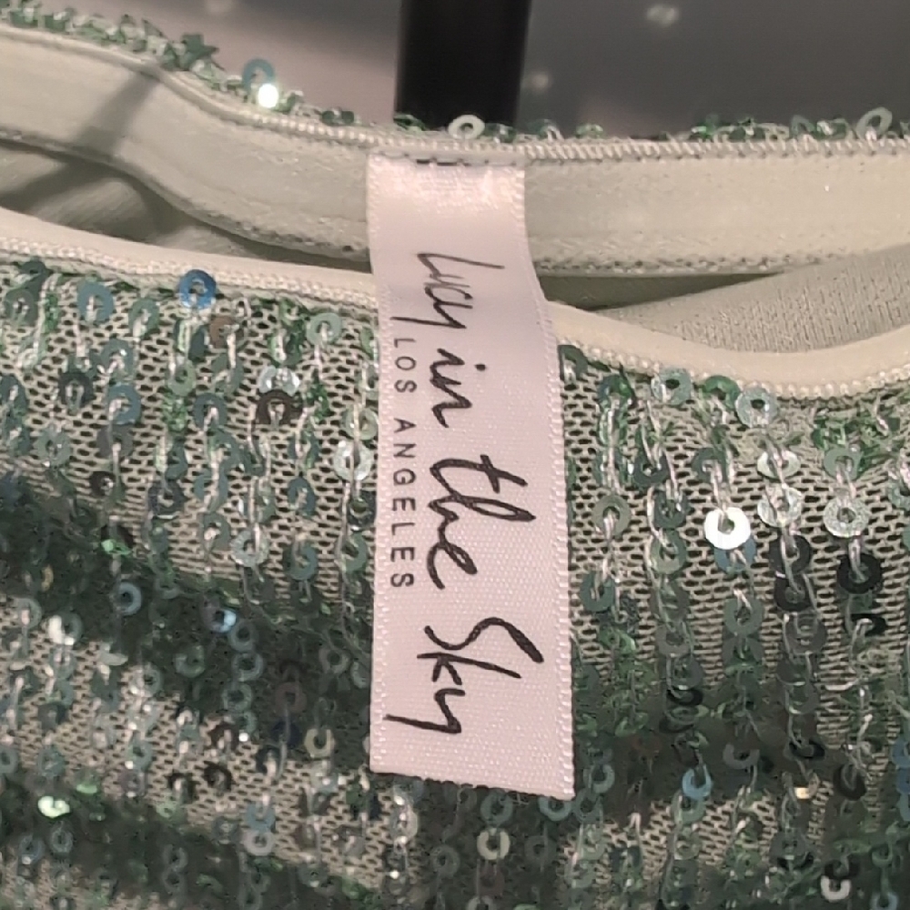 Lucy in the Sky Latica Sequin Strapless Mini Dress in Green - Picture 4 of 5